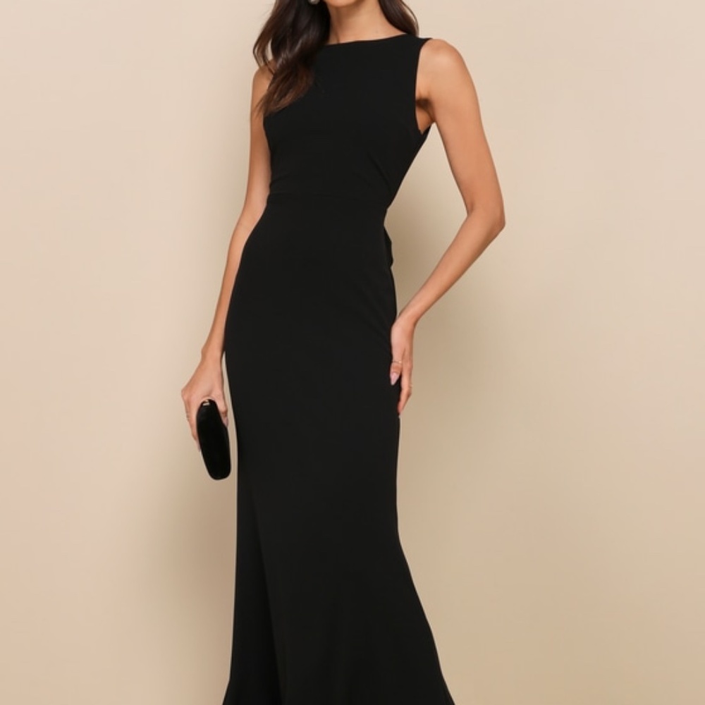 Lulus Exquisite Refinement Black Backless Bow Ruffled Maxi Dress - Size S